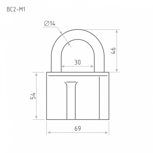 Замок навесной ВС2-М1 сталь Замок навесной ВС2-М1 сталь