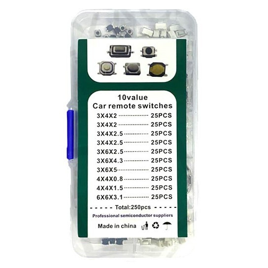 Набор кнопок для пайки (10 видов по 25 шт)