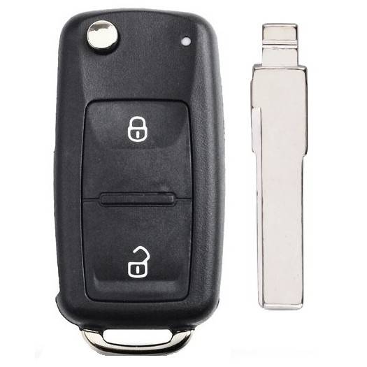 Корпус выкидного ключа VOLKSWAGEN 2 кнопки HU-HAA HU66, с лого (круг)