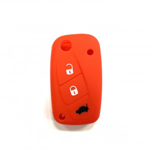 Чехол силиконовый выкидного ключа FIAT 3 кнопки красный (с вырезом)