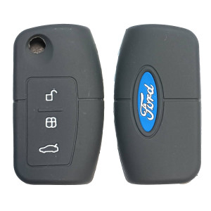 Чехол силиконовый выкидного ключа FORD 3 кнопки (с лого)