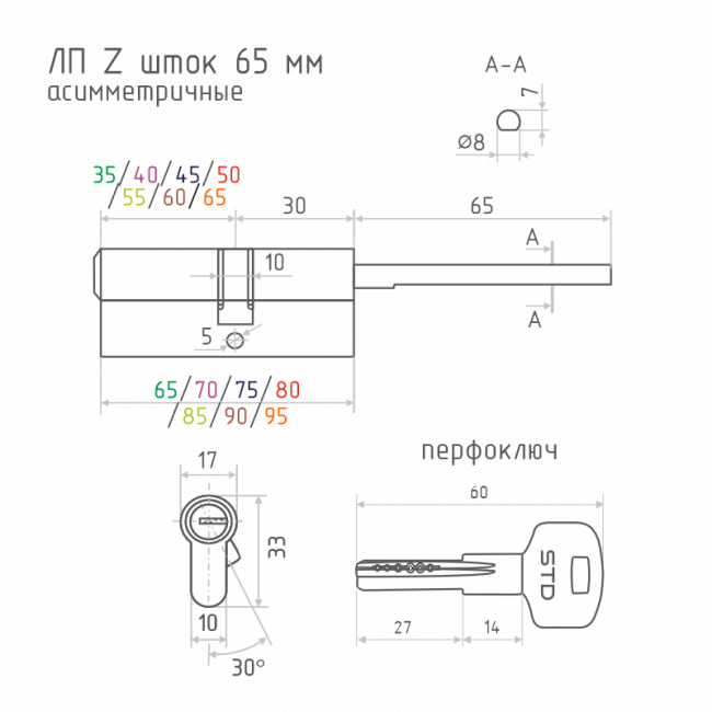 Цилиндр STD Z ЛП со штоком хром лп-65 (35-30) Цилиндр STD Z ЛП со штоком хром лп-65 (35-30)