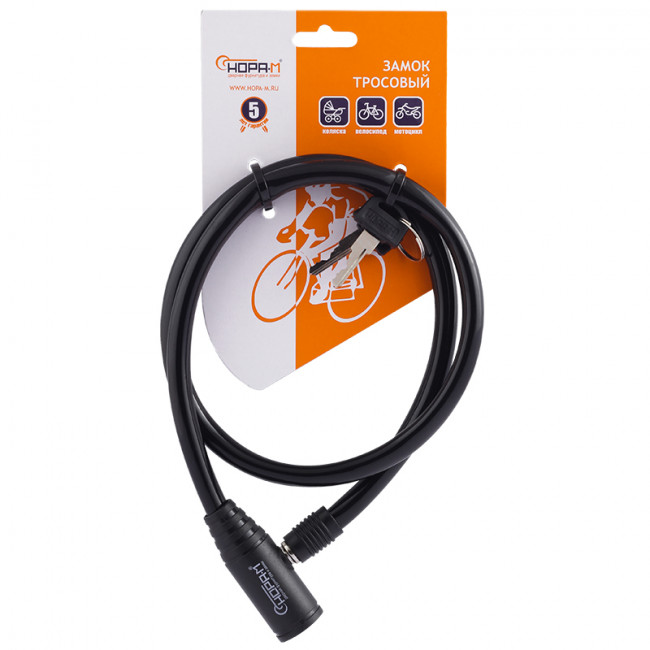 Велосипедный замок №20 черный 6х800 мм