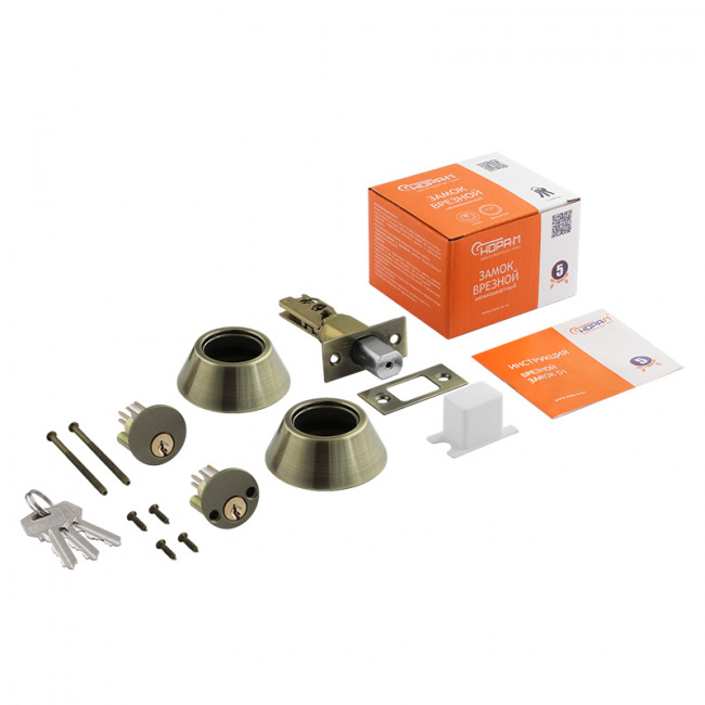 Замок врезной D2 старая бронза Замок врезной D2 старая бронза