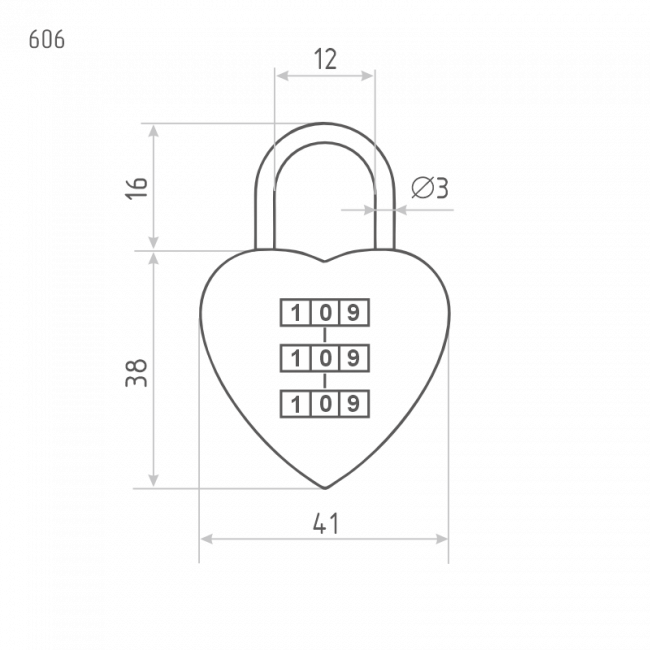 Навесной кодовый замок 606 красный 39 мм Навесной кодовый замок 606 красный 39 мм