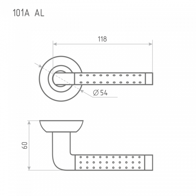 Ручка дверная 101 А Al матовый никель Ручка дверная 101 А Al матовый никель