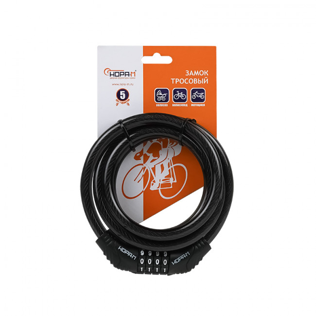 Велосипедный замок №21 черный 10x1000 мм Велосипедный замок №21 черный 10x1000 мм