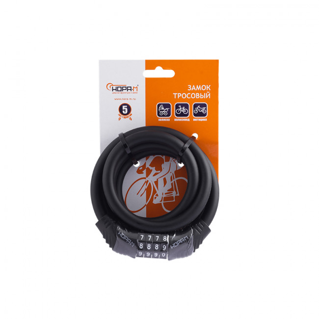 Велосипедный замок №21 черный 10x1200 мм Велосипедный замок №21 черный 10x1200 мм