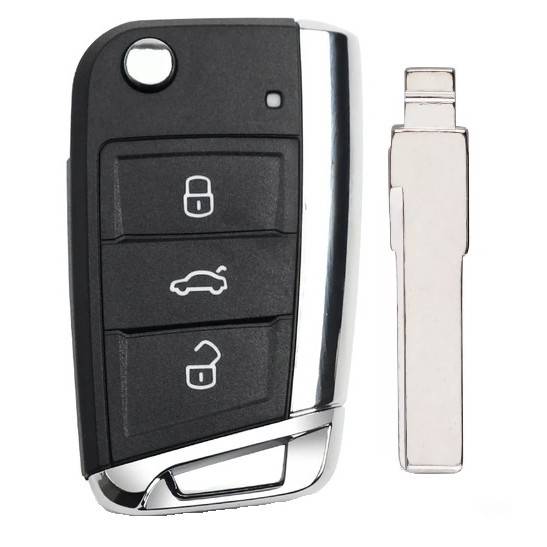 Корпус выкидного ключа VOLKSWAGEN MQB 3 кнопки HU-HAA HU66, с лого