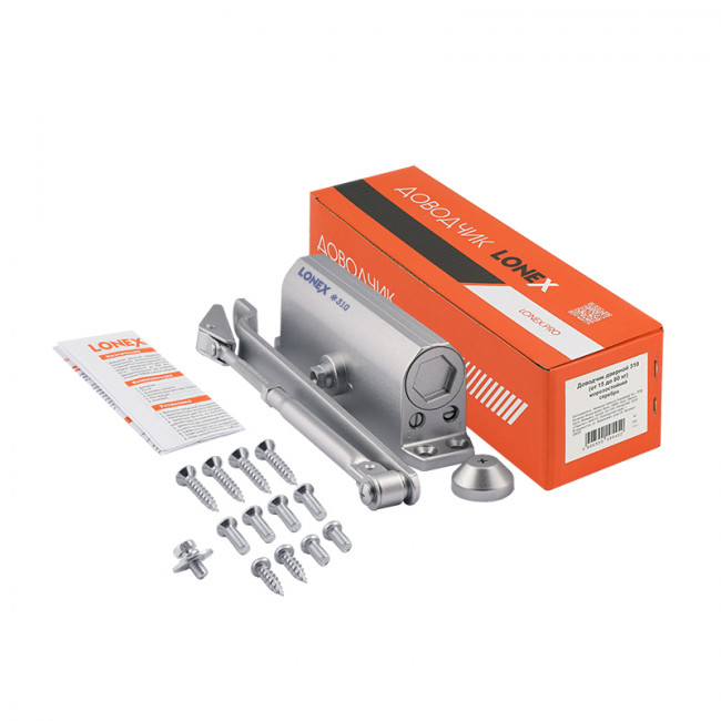 Доводчик дверной 310 LONEX от 15 до 60 кг серебро Доводчик дверной 310 LONEX от 15 до 60 кг серебро