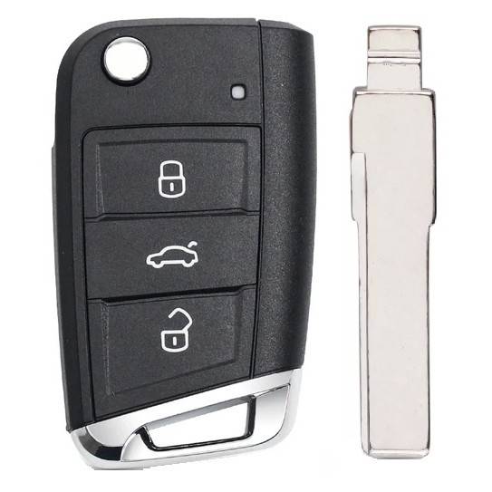 Корпус выкидного ключа VOLKSWAGEN MQB 3 кнопки HU-HAA HU66, с лого