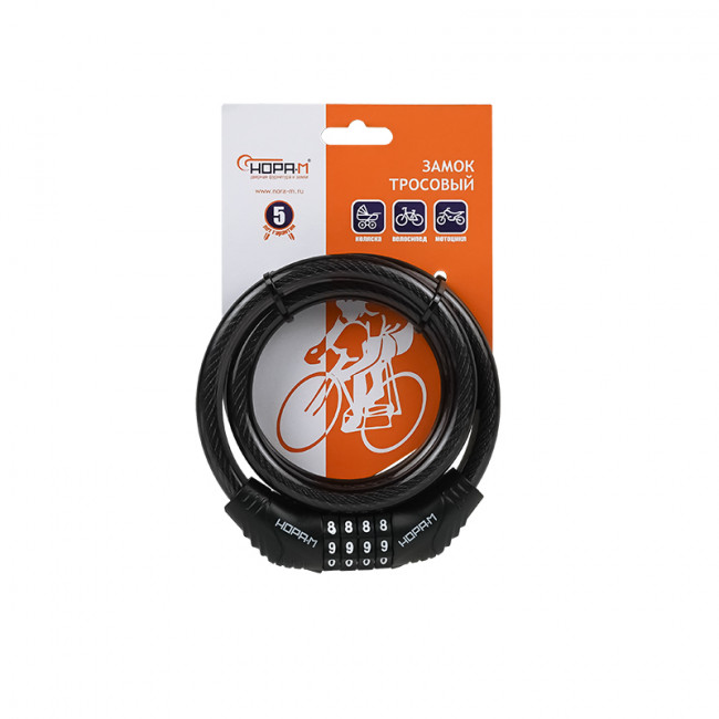 Велосипедный замок №21 черный 10х800 мм Велосипедный замок №21 черный 10х800 мм
