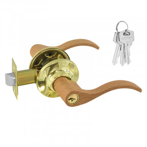 Защелка межкомнатная НН дерево-бук/золото 01 - ключ/фиксатор