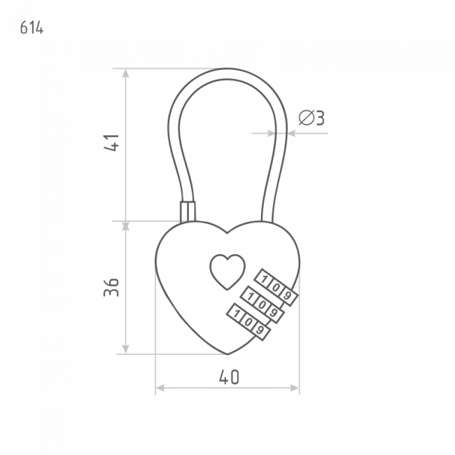 Навесной кодовый замок 614 красный 40 мм Навесной кодовый замок 614 красный 40 мм