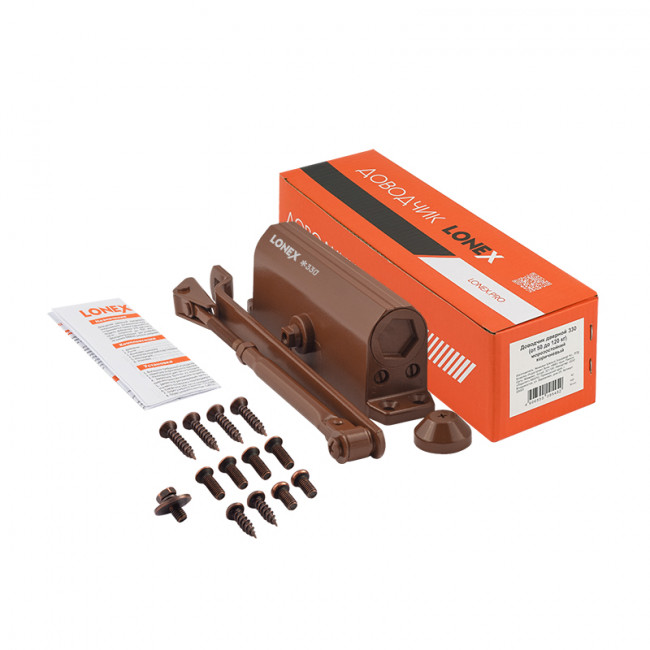 Доводчик дверной 330 LONEX от 50 до 120 кг коричневый Доводчик дверной 330 LONEX от 50 до 120 кг коричневый