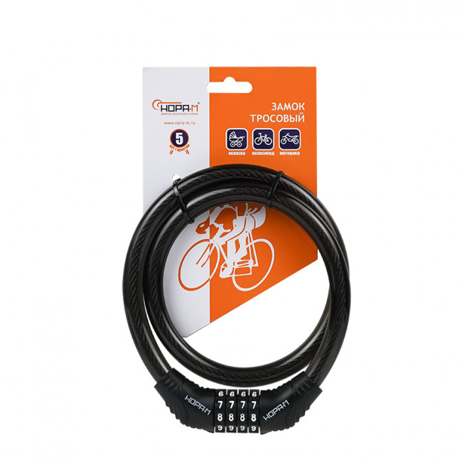 Велосипедный замок №21 черный 12x650 мм Велосипедный замок №21 черный 12x650 мм