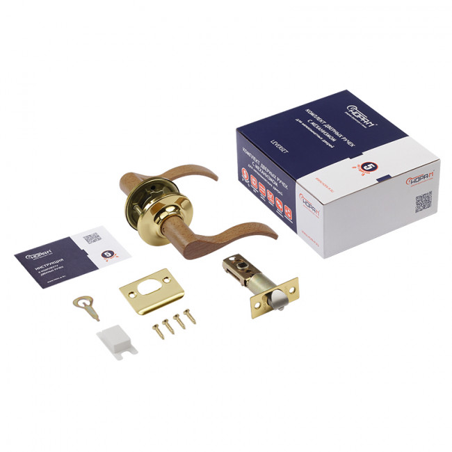 Защелка межкомнатная НН дерево-бук/золото 05 - без запирания