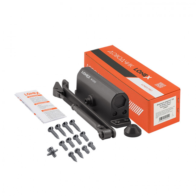 Доводчик дверной 330 LONEX от 50 до 120 кг графит Доводчик дверной 330 LONEX от 50 до 120 кг графит