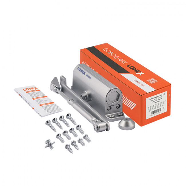 Доводчик дверной 330 LONEX от 50 до 120 кг серебро Доводчик дверной 330 LONEX от 50 до 120 кг серебро