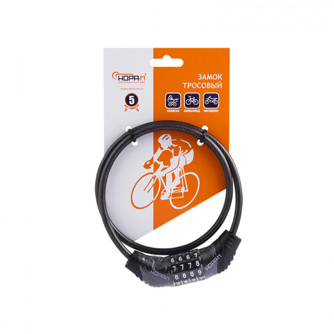 Велосипедный замок №21 черный 6х650 мм Велосипедный замок №21 черный 6х650 мм