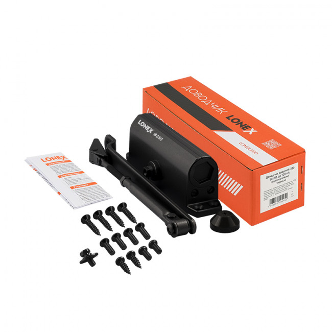 Доводчик дверной 330 LONEX от 50 до 120 кг черный Доводчик дверной 330 LONEX от 50 до 120 кг черный