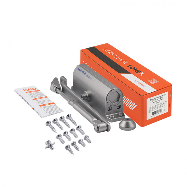 Доводчик дверной 330 LONEX от 50 до 120 кг серый Доводчик дверной 330 LONEX от 50 до 120 кг серый