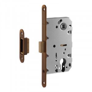 Корпус замка под цилиндр магнитный М25М-85 мм матовый кофе