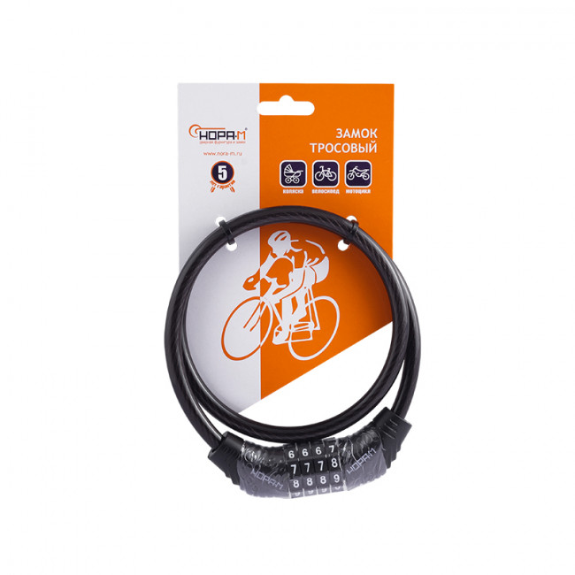 Велосипедный замок №21 черный 8х650 мм Велосипедный замок №21 черный 8х650 мм