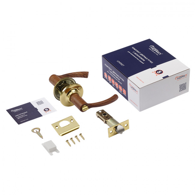 Защелка межкомнатная ТТ1 темное дерево/золото 03 - фиксатор