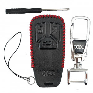 Чехол кожаный смарт ключа AUDI 3 кнопки с карабином