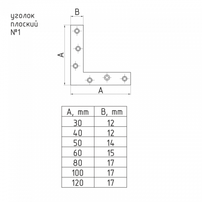 Уголок плоский №1 С прямыми углами цинк 40х40 мм
