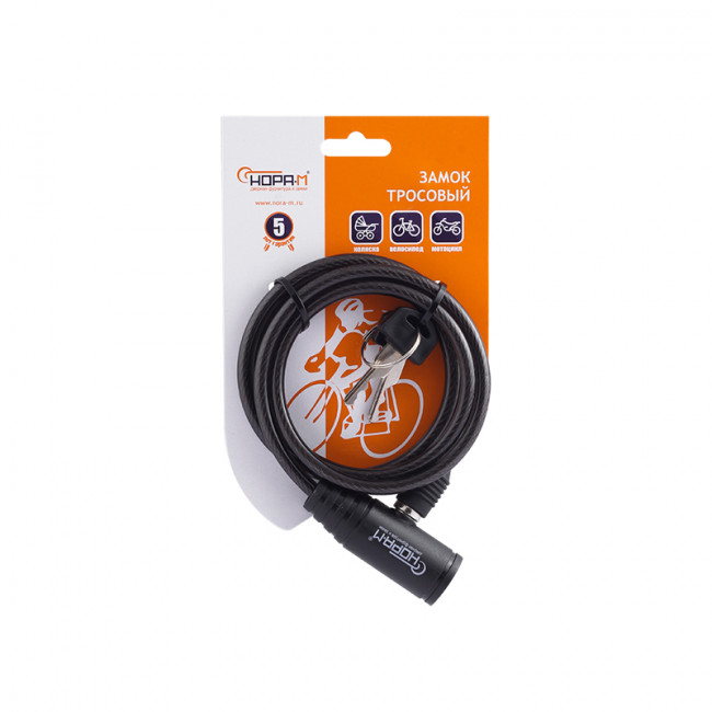 Велосипедный замок №22 черный 6х1000 мм Велосипедный замок №22 черный 6х1000 мм