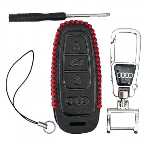 Чехол кожаный смарт ключа AUDI 3 кнопки с карабином