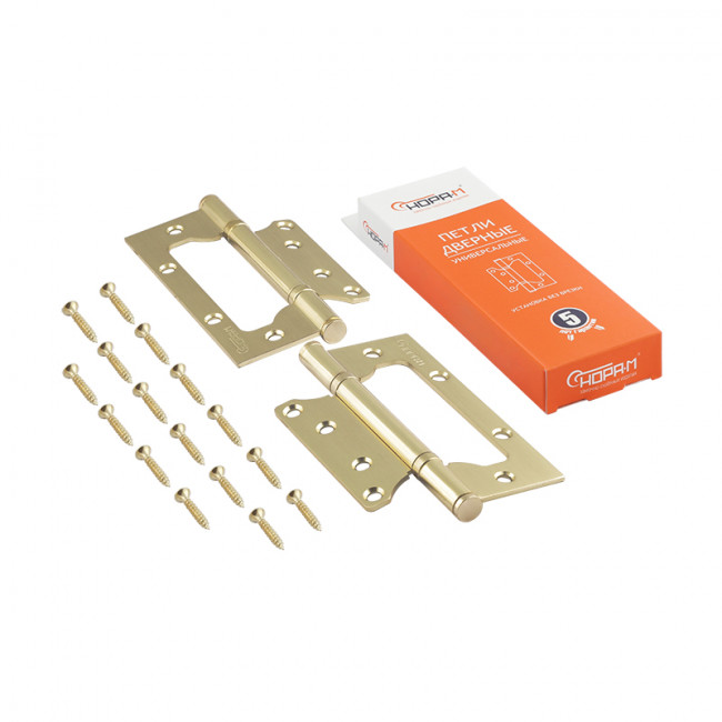 Петля без врезки 800-5' (125*75*2,5) без колп. матовое золото Петля без врезки 800-5' (125*75*2,5) без колп. матовое золото