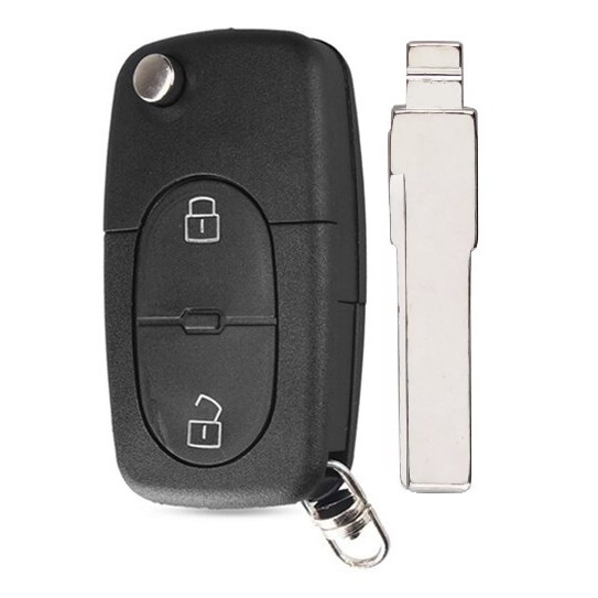 Корпус выкидного ключа AUDI 2 кнопки HU-HAA HU66 CR1616, с лого