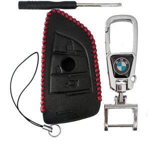 Чехол кожаный смарт ключа BNW 3 кнопки с карабином