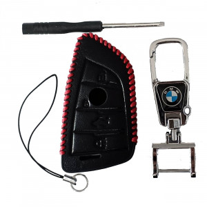 Чехол кожаный смарт ключа BNW 4 кнопки с карабином