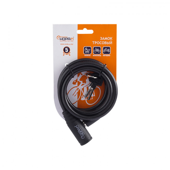 Велосипедный замок №22 черный 8х1000 мм Велосипедный замок №22 черный 8х1000 мм