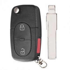 Корпус выкидного ключа AUDI 2+1 кнопка HU-HAA HU66 CR1616, с лого