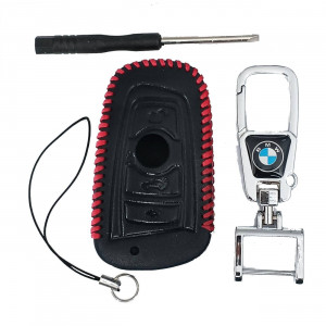 Чехол кожаный смарт ключа BNW 4 кнопки с карабином