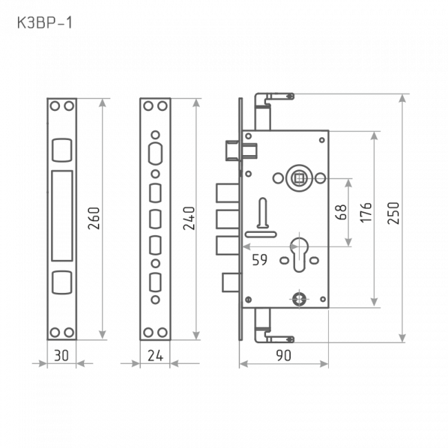 Корпус замка КЗВР-1 хром Корпус замка КЗВР-1 хром