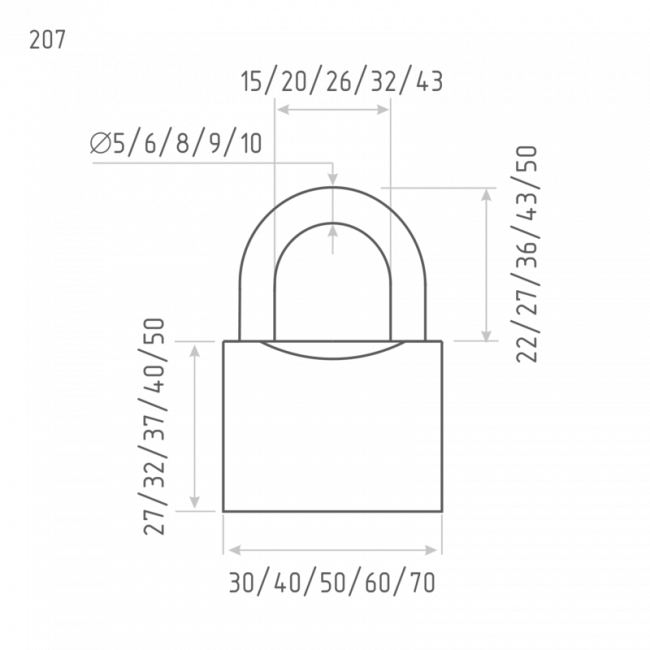 Замок навесной ЗН-207 латунь 70 мм