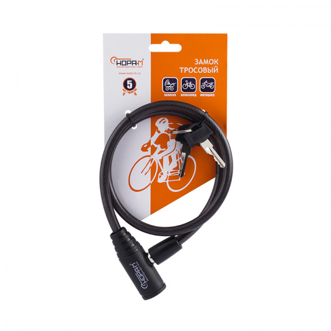 Велосипедный замок №22 черный 8х650 мм Велосипедный замок №22 черный 8х650 мм