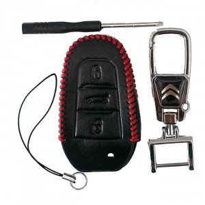 Чехол кожаный смарт ключа CITROEN 3 кнопки с карабином