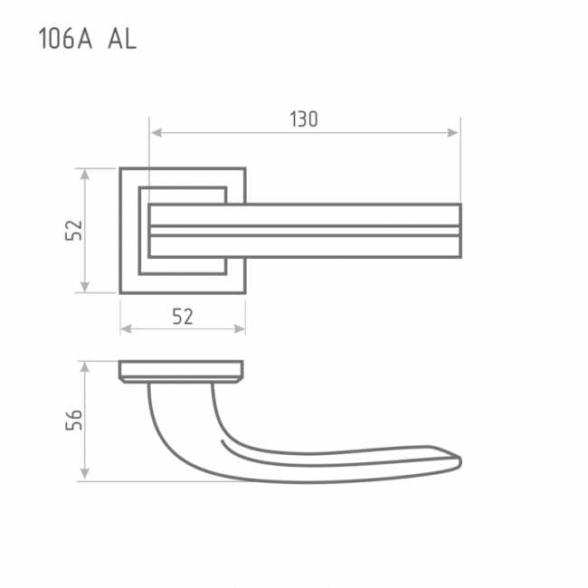 Ручка дверная 106 К Al матовый никель Ручка дверная 106 К Al матовый никель