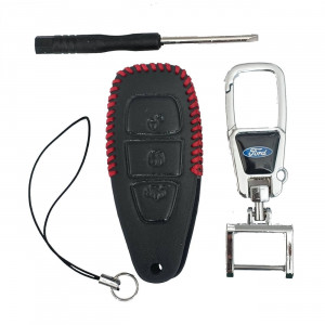 Чехол кожаный смарт ключа FORD 3 кнопки с карабином