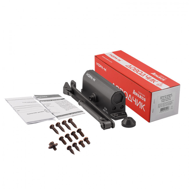 Доводчик дверной 420 ISPARUS от 40 до 90 кг графит Доводчик дверной 420 ISPARUS от 40 до 90 кг графит