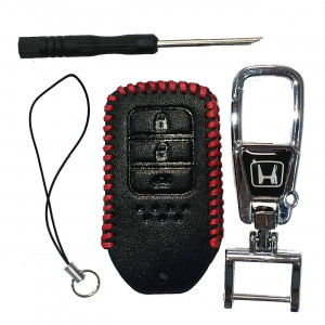 Чехол кожаный смарт ключа HONDA 3 кнопки с карабином