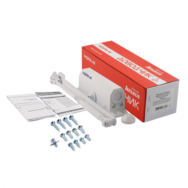 Доводчик дверной 440 ISPARUS от 80 до 140 кг белый Доводчик дверной 440 ISPARUS от 80 до 140 кг белый