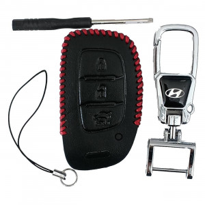 Чехол кожаный смарт ключа HYUNDAI 3 кнопки с карабином